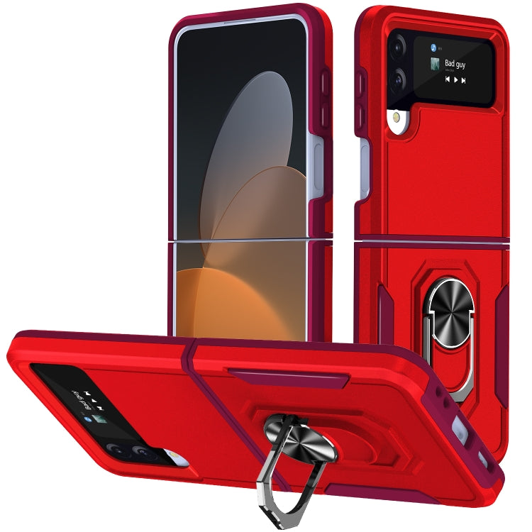 For Samsung Galaxy Z Flip4 Pioneer Armor PC + TPU Phone Case with Holder