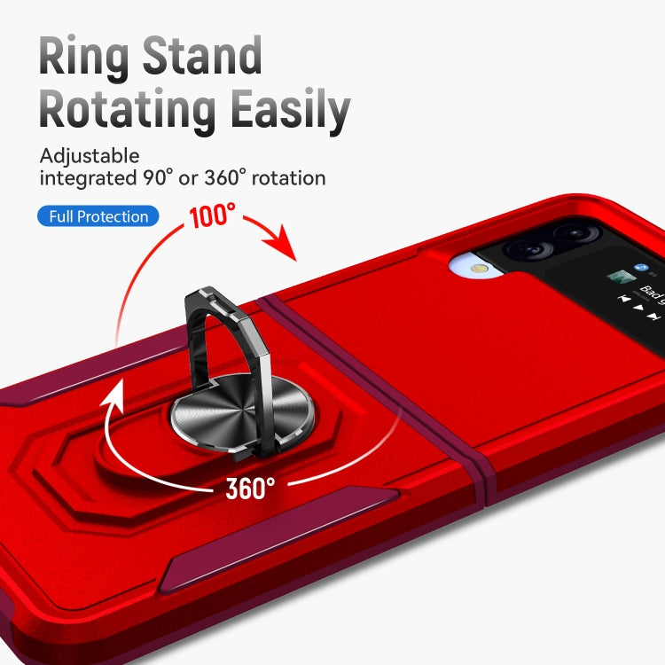 For Samsung Galaxy Z Flip4 Pioneer Armor PC + TPU Phone Case with Holder