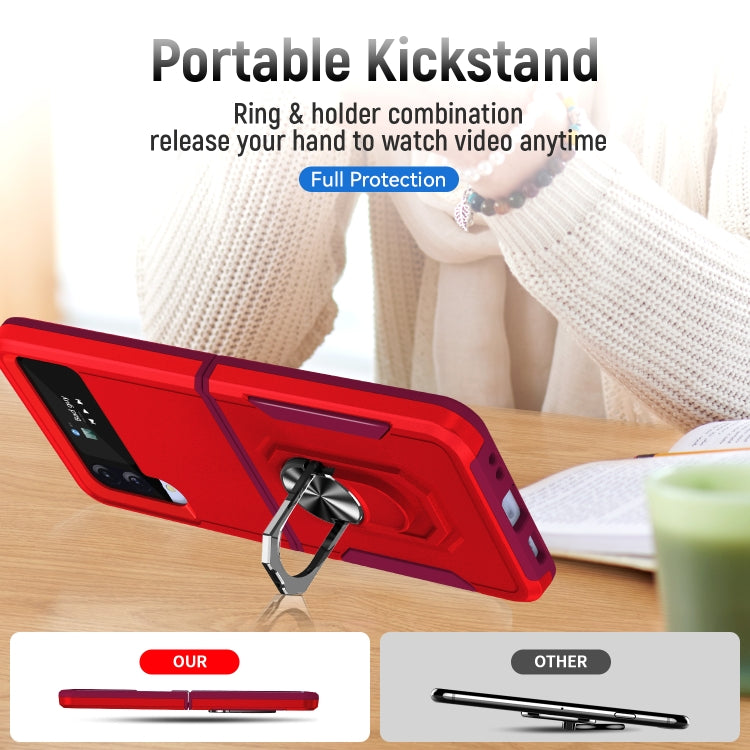 For Samsung Galaxy Z Flip4 Pioneer Armor PC + TPU Phone Case with Holder