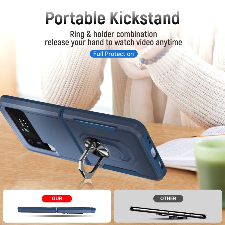 For Samsung Galaxy Z Flip4 Pioneer Armor PC + TPU Phone Case with Holder