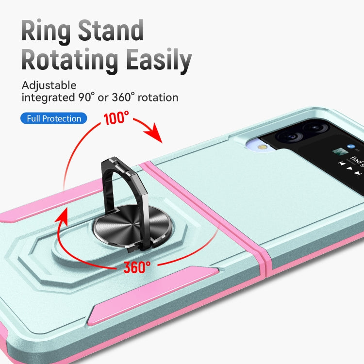 For Samsung Galaxy Z Flip4 Pioneer Armor PC + TPU Phone Case with Holder