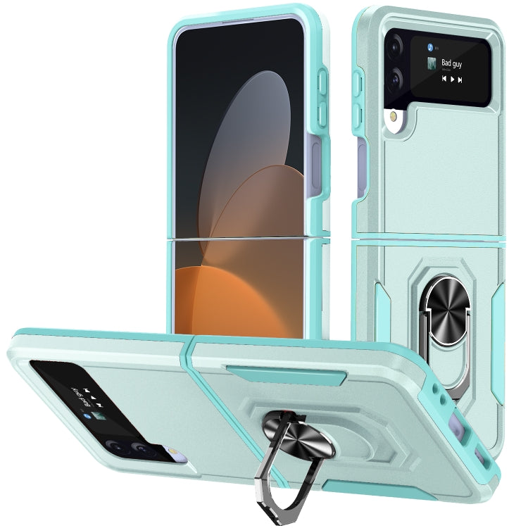 For Samsung Galaxy Z Flip4 Pioneer Armor PC + TPU Phone Case with Holder
