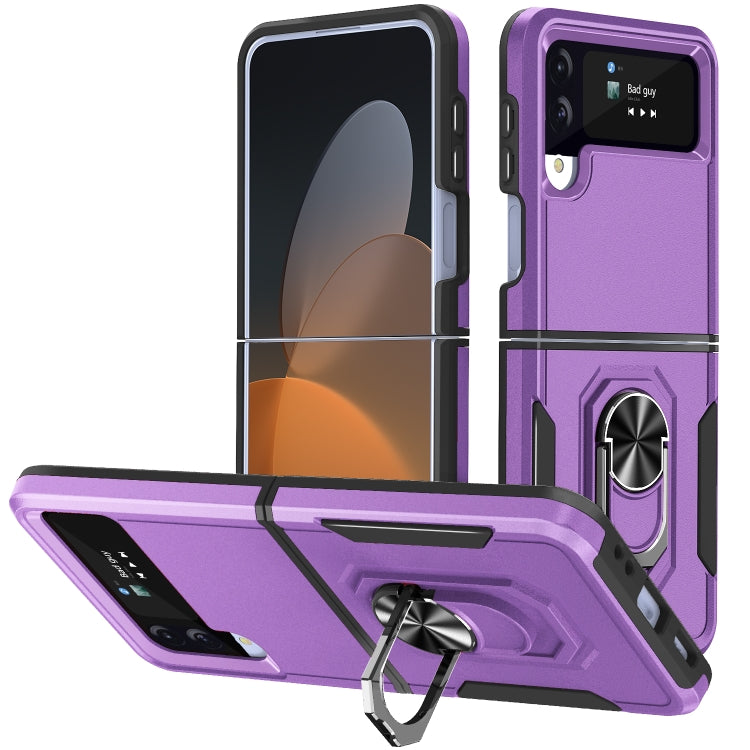 For Samsung Galaxy Z Flip4 Pioneer Armor PC + TPU Phone Case with Holder