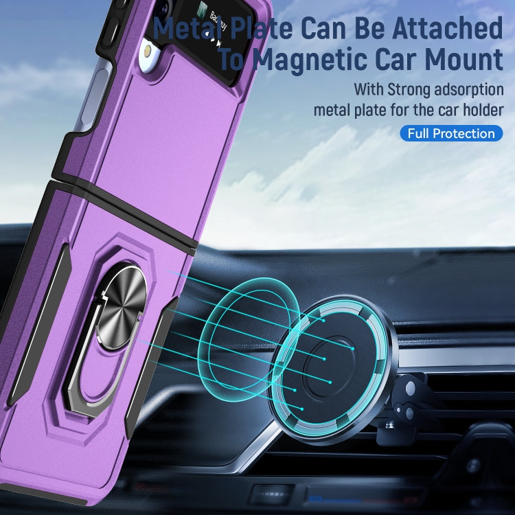 For Samsung Galaxy Z Flip4 Pioneer Armor PC + TPU Phone Case with Holder