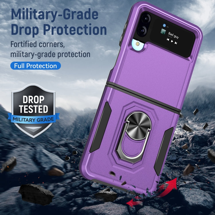For Samsung Galaxy Z Flip4 Pioneer Armor PC + TPU Phone Case with Holder