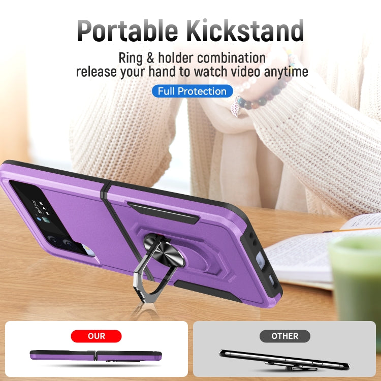 For Samsung Galaxy Z Flip4 Pioneer Armor PC + TPU Phone Case with Holder