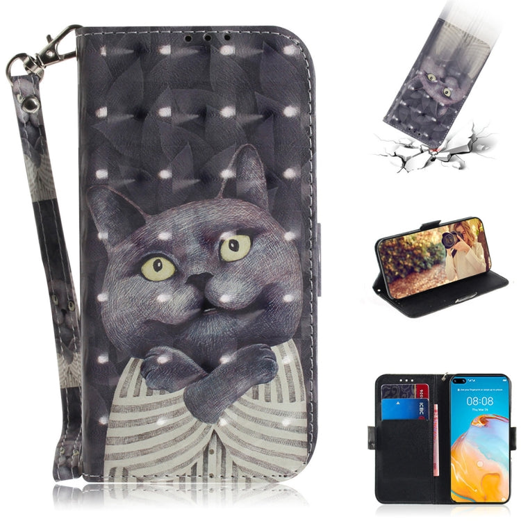 For Huawei P40 3D Painting Horizontal Flip Leather Case with Holder & Card Slot & Wallet & Lanyard