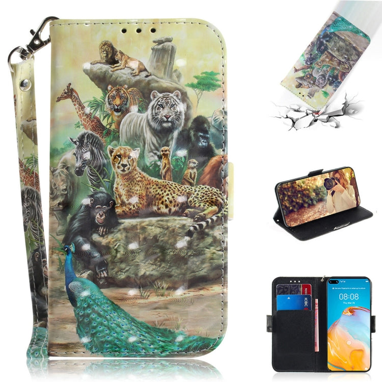 For Huawei P40 3D Painting Horizontal Flip Leather Case with Holder & Card Slot & Wallet & Lanyard