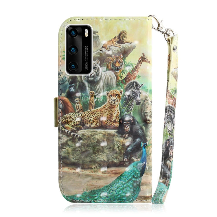For Huawei P40 3D Painting Horizontal Flip Leather Case with Holder & Card Slot & Wallet & Lanyard