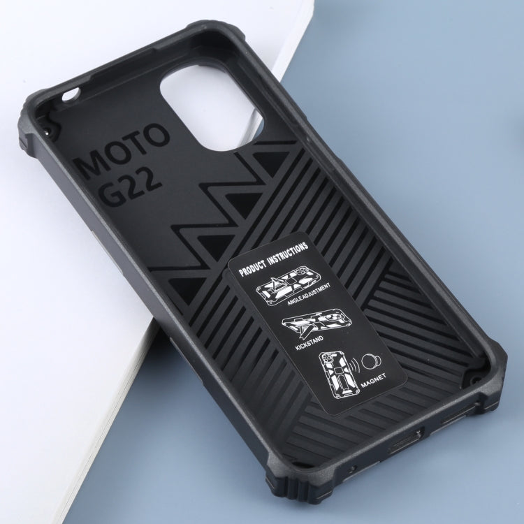 For Motorola Moto G22 Camouflage Armor Kickstand Magnetic Phone Case