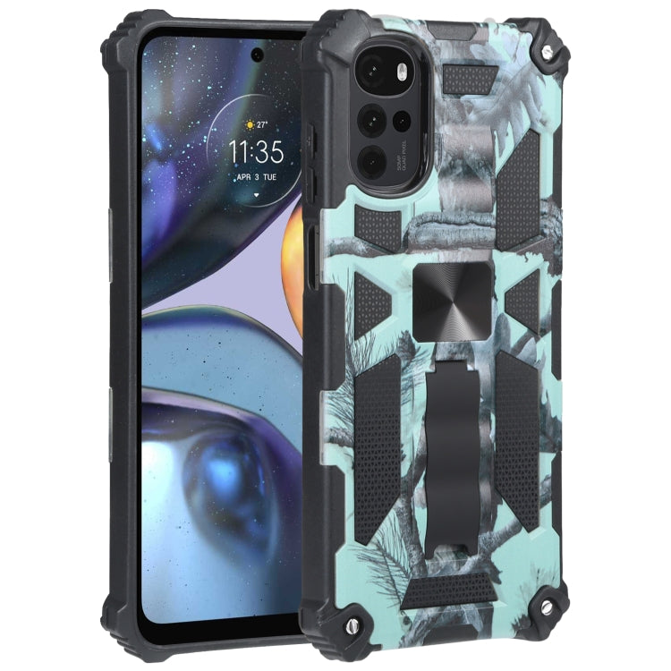 For Motorola Moto G22 Camouflage Armor Kickstand Magnetic Phone Case