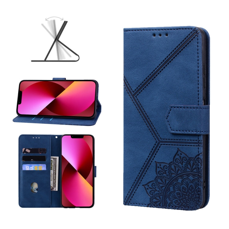 For iPhone 13 Geometric Mandala Embossed Leather Phone Case