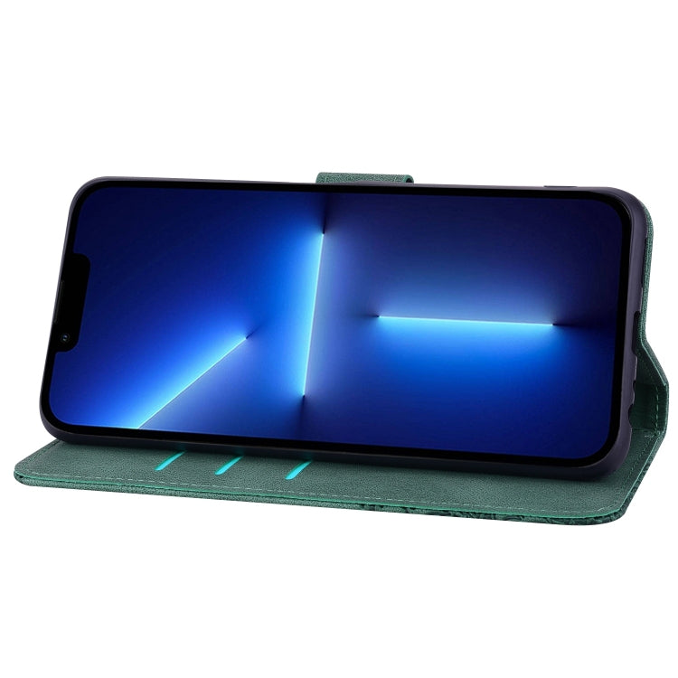 For iPhone 13 mini Geometric Mandala Embossed Leather Phone Case