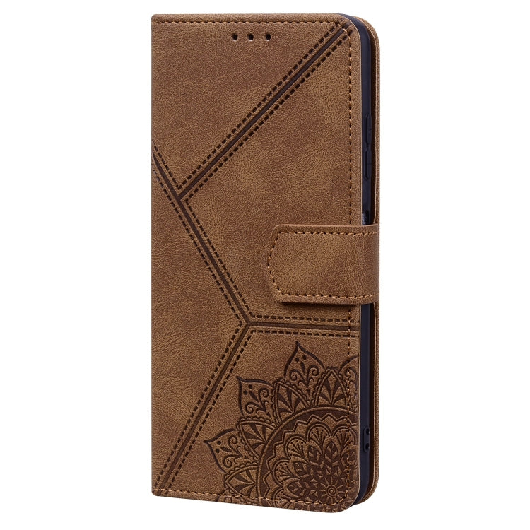 For iPhone 12 Pro Max Geometric Mandala Embossed Leather Phone Case