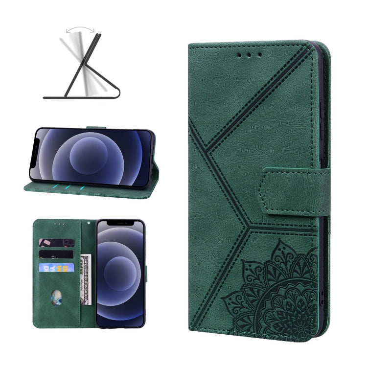 For iPhone 12 mini Geometric Mandala Embossed Leather Phone Case