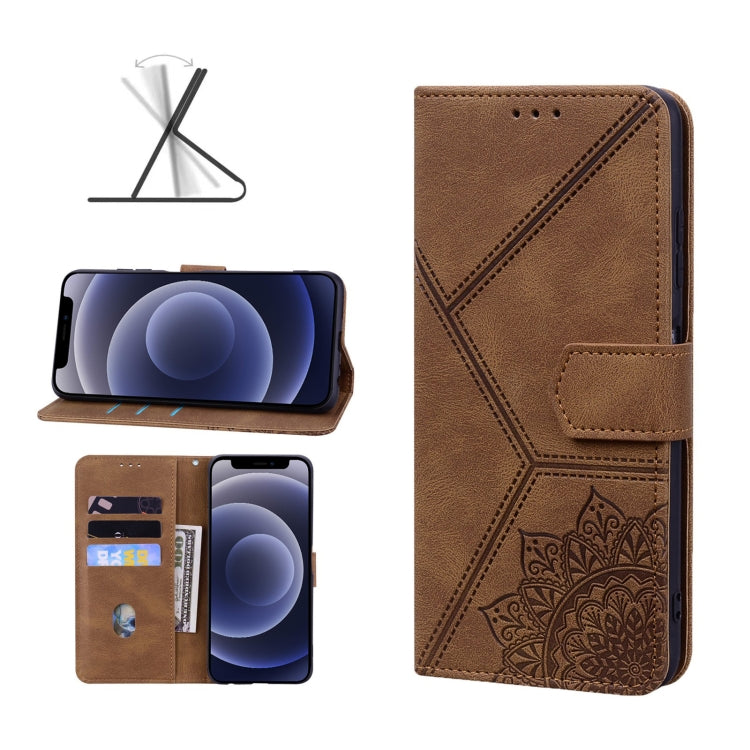 For iPhone 12 mini Geometric Mandala Embossed Leather Phone Case
