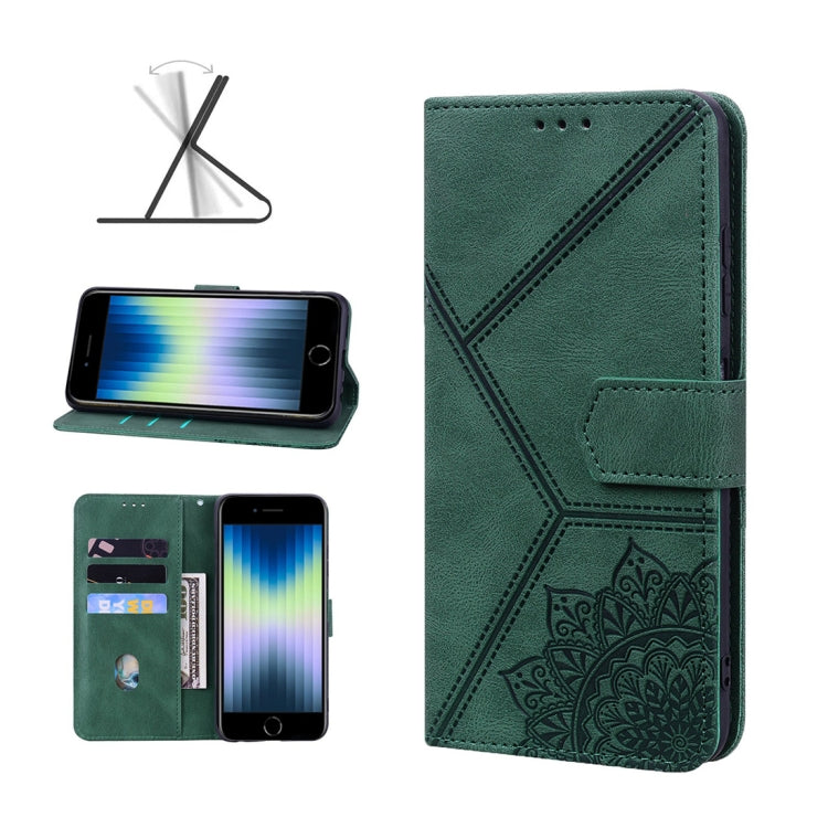 For iPhone SE 2022 / SE 2020 / 8 / 7 Geometric Mandala Embossed Leather Phone Case
