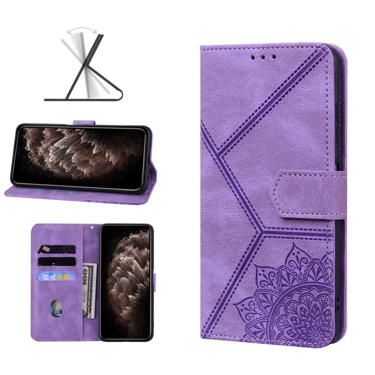 For iPhone 11 Pro Max Geometric Mandala Embossed Leather Phone Case