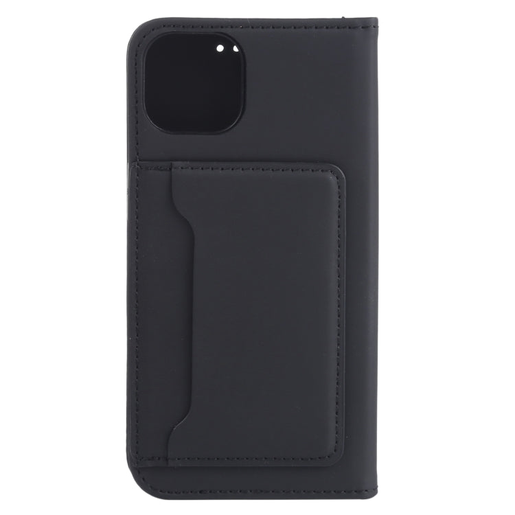 For iPhone 14 Magnetism Skin Feel Card Holder Leather Phone Case