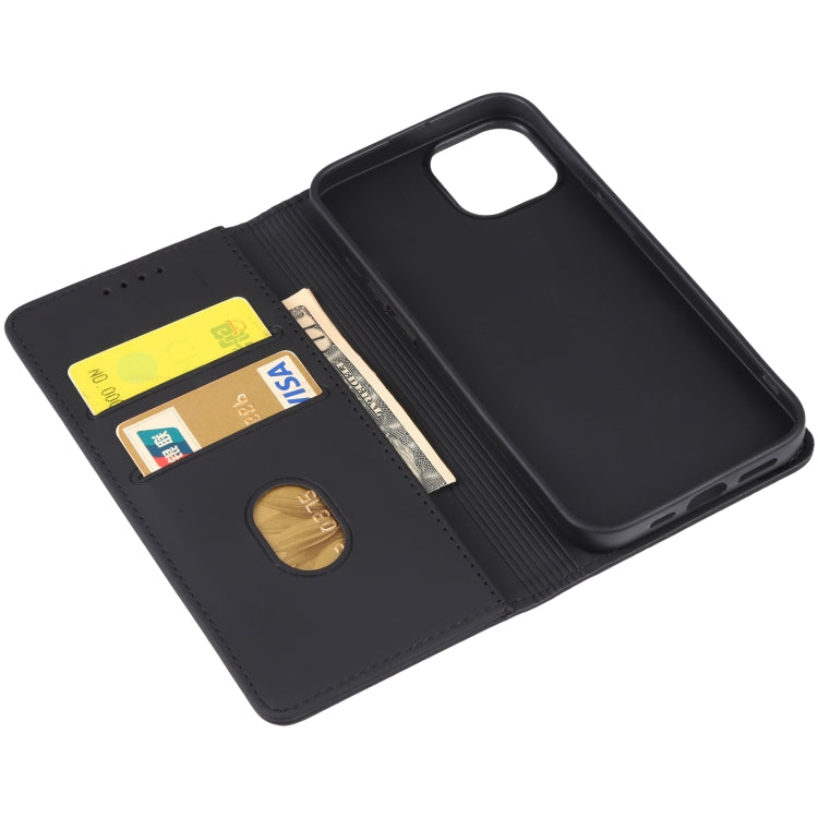 For iPhone 14 Magnetism Skin Feel Card Holder Leather Phone Case