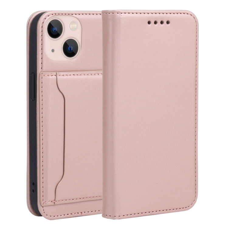 For iPhone 14 Magnetism Skin Feel Card Holder Leather Phone Case
