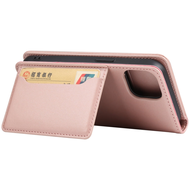 For iPhone 14 Plus Magnetism Skin Feel Card Holder Leather Phone Case