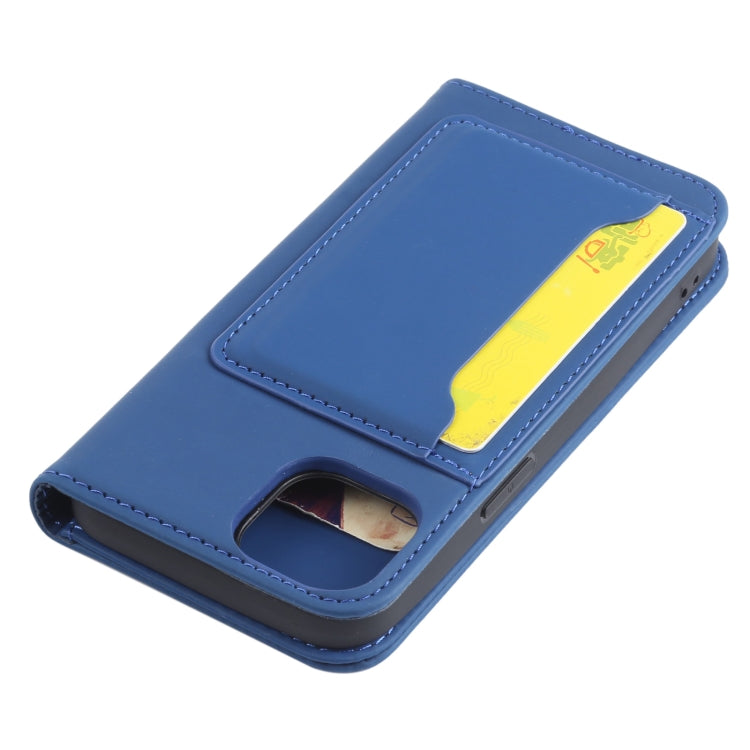 For iPhone 14 Plus Magnetism Skin Feel Card Holder Leather Phone Case