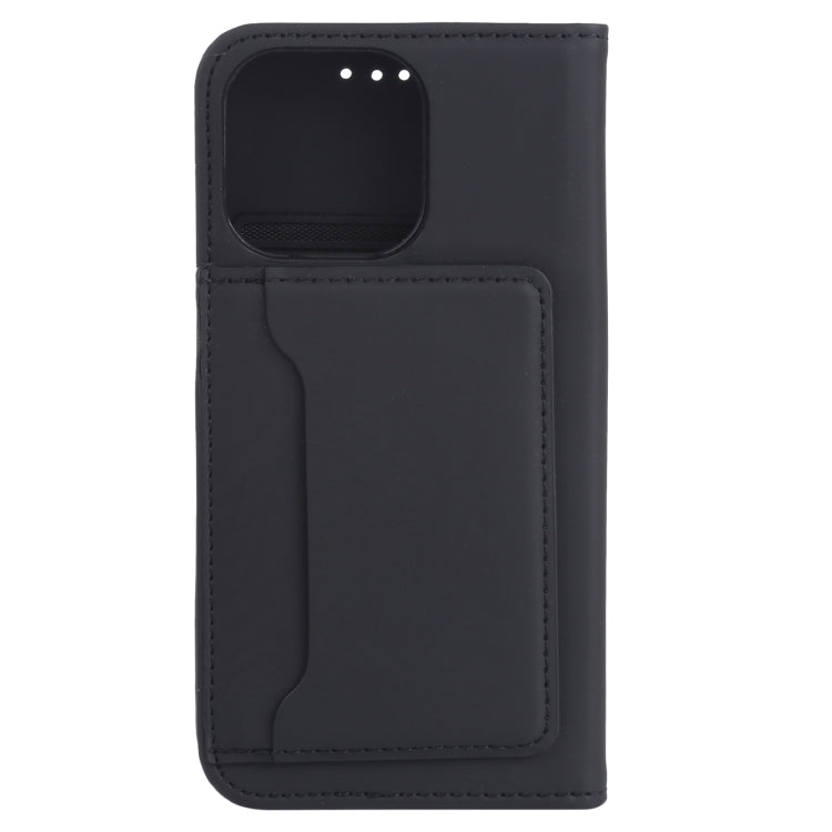 For iPhone 14 Pro Magnetism Skin Feel Card Holder Leather Phone Case