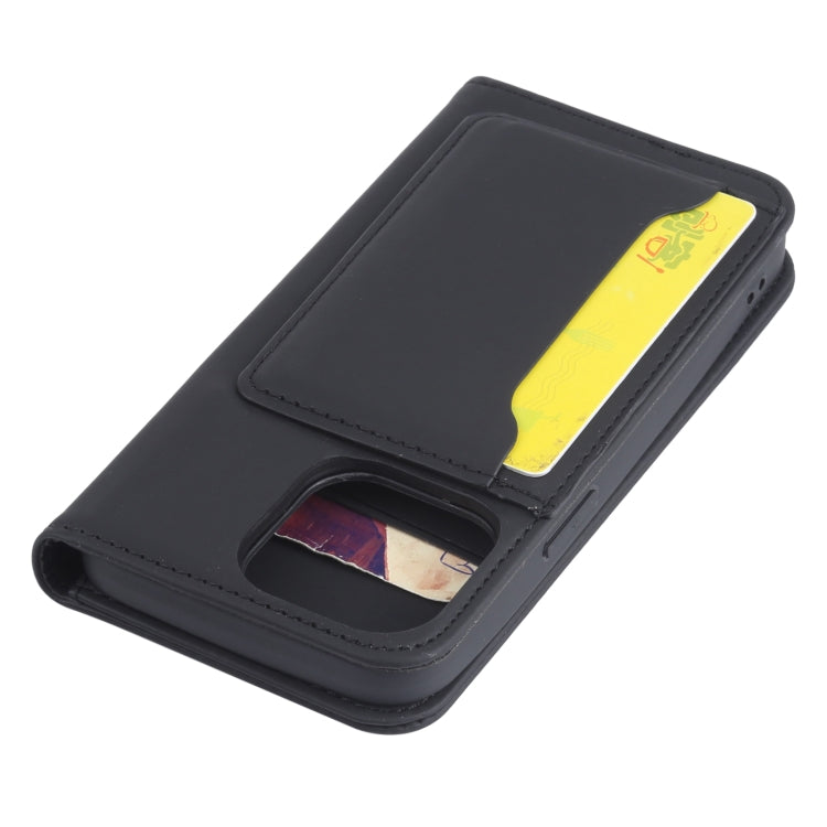 For iPhone 14 Pro Magnetism Skin Feel Card Holder Leather Phone Case