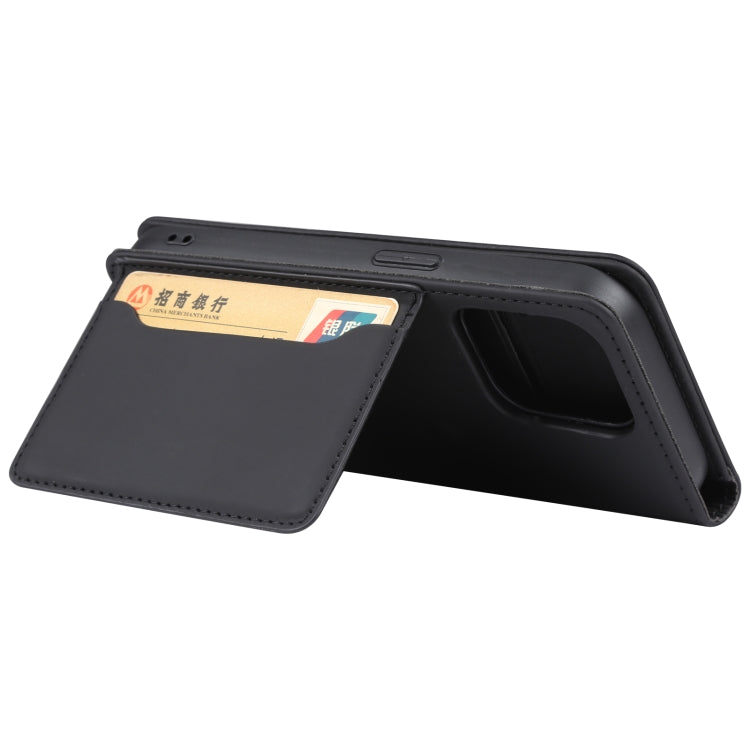 For iPhone 14 Pro Magnetism Skin Feel Card Holder Leather Phone Case