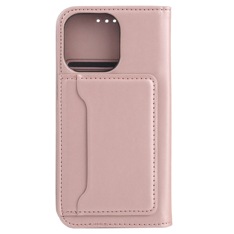 For iPhone 14 Pro Magnetism Skin Feel Card Holder Leather Phone Case