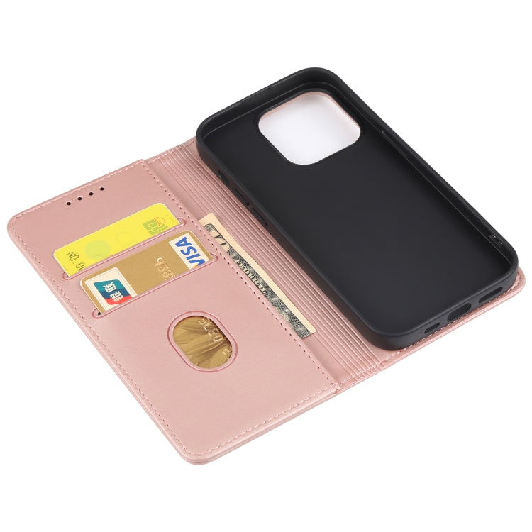 For iPhone 14 Pro Magnetism Skin Feel Card Holder Leather Phone Case