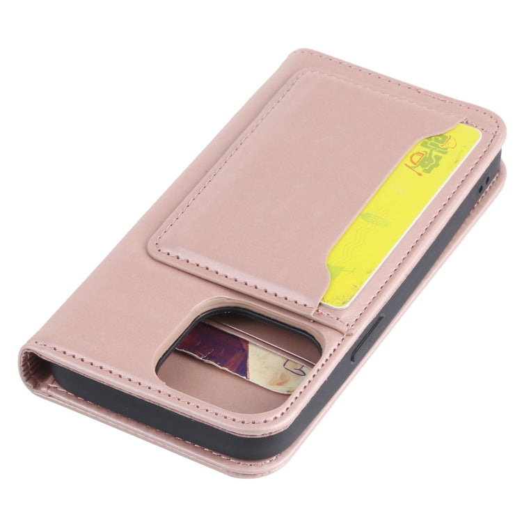 For iPhone 14 Pro Magnetism Skin Feel Card Holder Leather Phone Case
