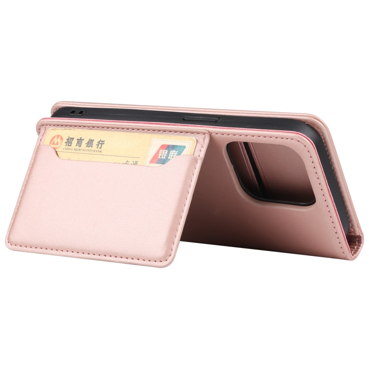 For iPhone 14 Pro Magnetism Skin Feel Card Holder Leather Phone Case