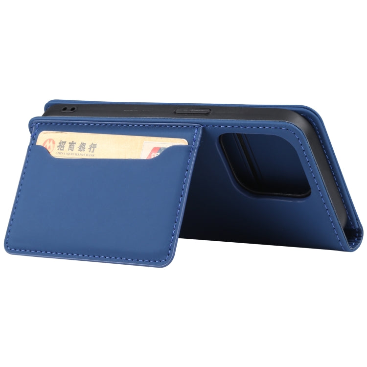 For iPhone 14 Pro Magnetism Skin Feel Card Holder Leather Phone Case