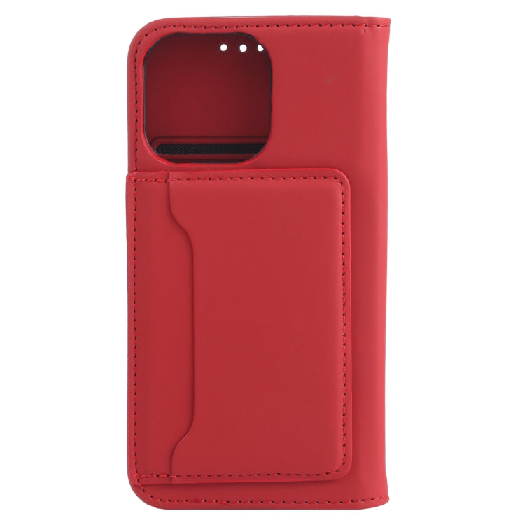 For iPhone 14 Pro Magnetism Skin Feel Card Holder Leather Phone Case