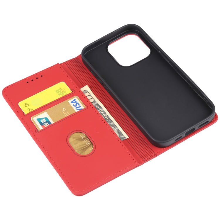 For iPhone 14 Pro Magnetism Skin Feel Card Holder Leather Phone Case