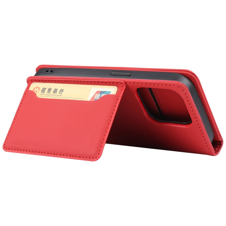 For iPhone 14 Pro Magnetism Skin Feel Card Holder Leather Phone Case