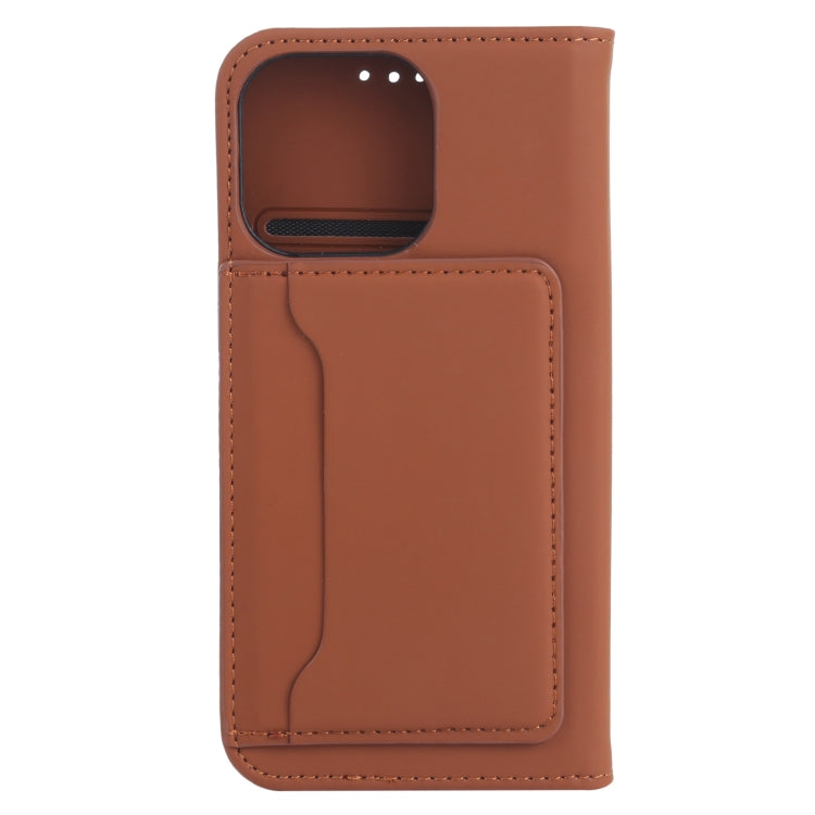 For iPhone 14 Pro Magnetism Skin Feel Card Holder Leather Phone Case