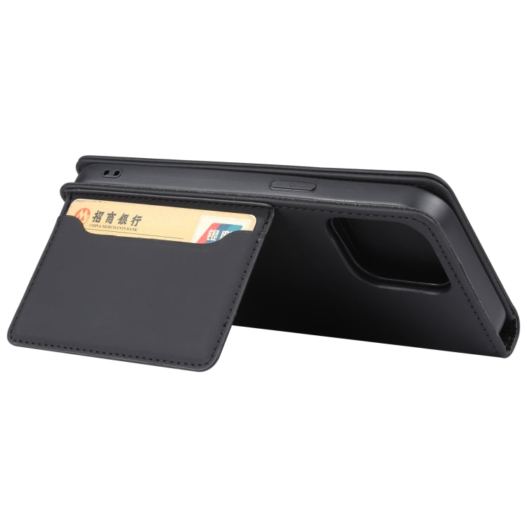 For iPhone 14 Pro Max Magnetism Skin Feel Card Holder Leather Phone Case