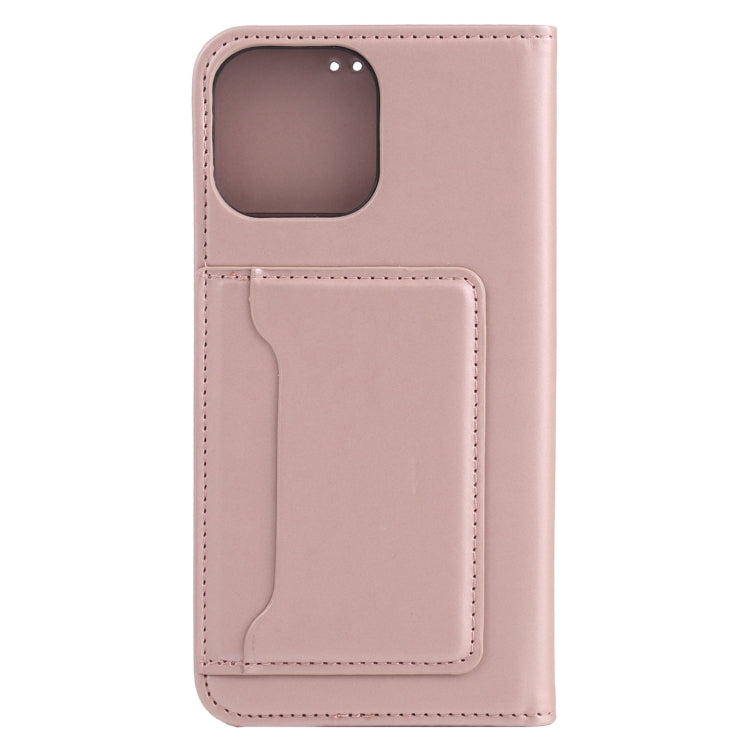 For iPhone 14 Pro Max Magnetism Skin Feel Card Holder Leather Phone Case
