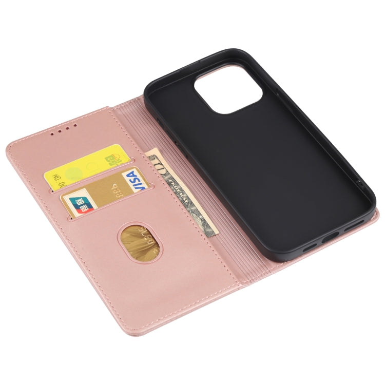 For iPhone 14 Pro Max Magnetism Skin Feel Card Holder Leather Phone Case