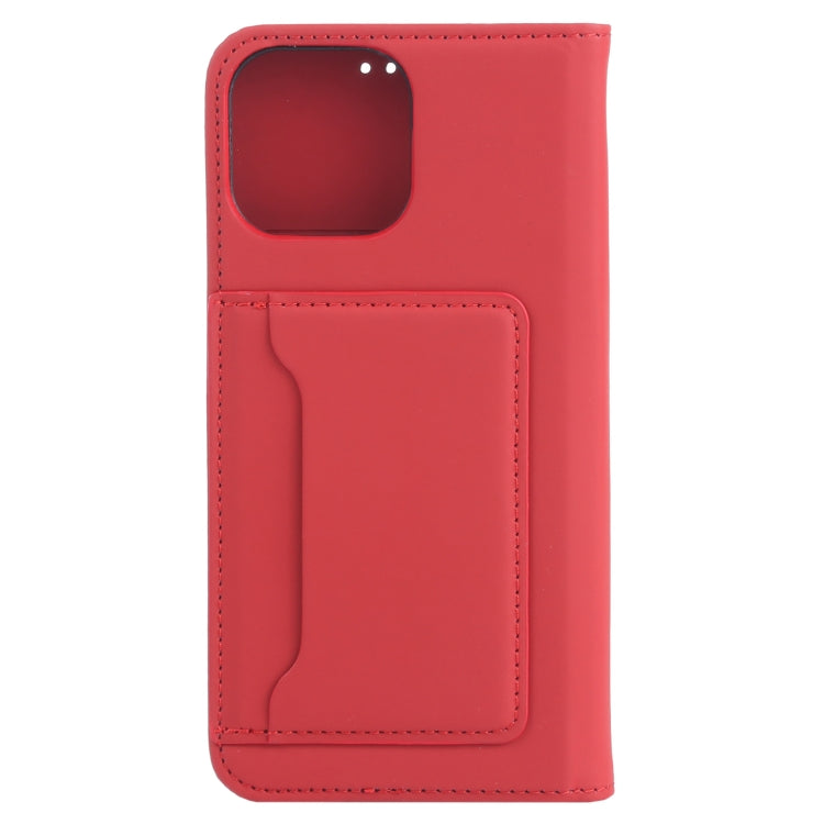 For iPhone 14 Pro Max Magnetism Skin Feel Card Holder Leather Phone Case