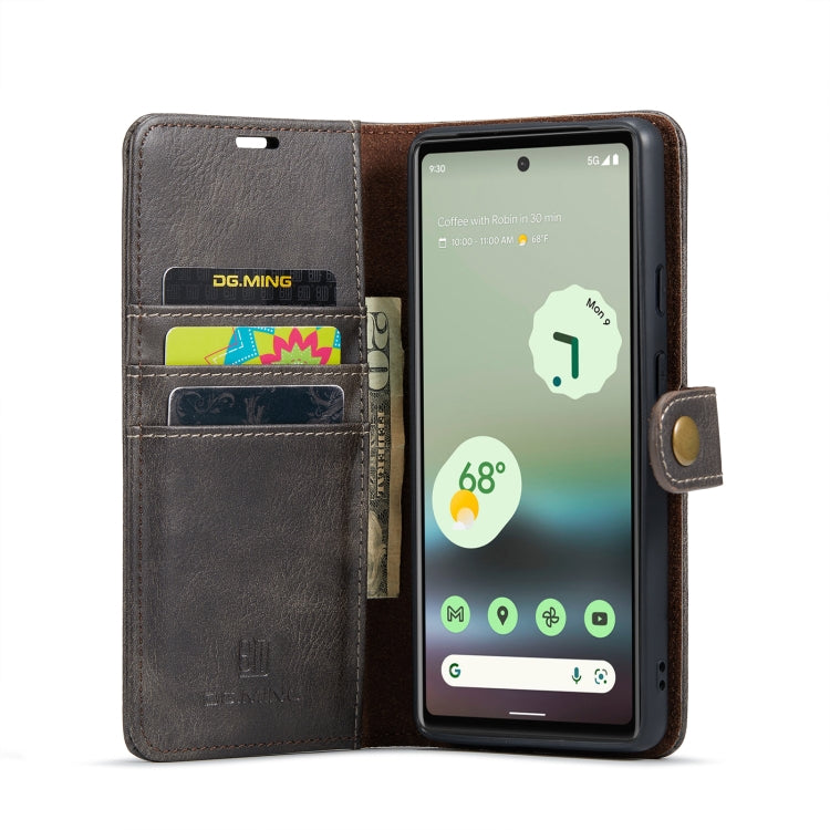 For Google Pixel 6A DG.MING Crazy Horse Texture Detachable Magnetic Leather Phone Case