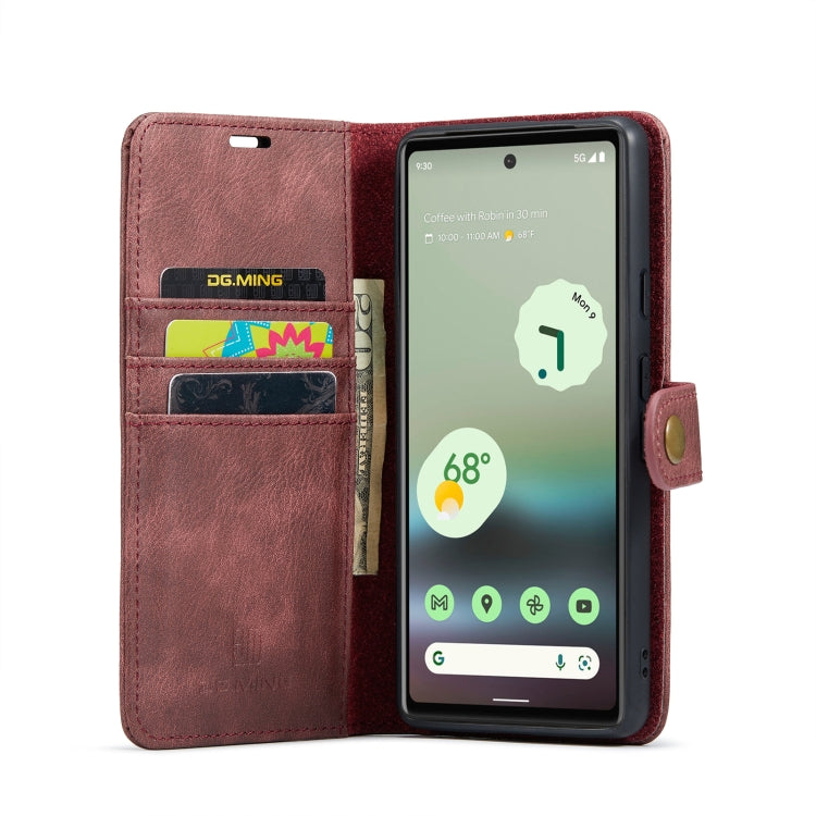 For Google Pixel 6A DG.MING Crazy Horse Texture Detachable Magnetic Leather Phone Case