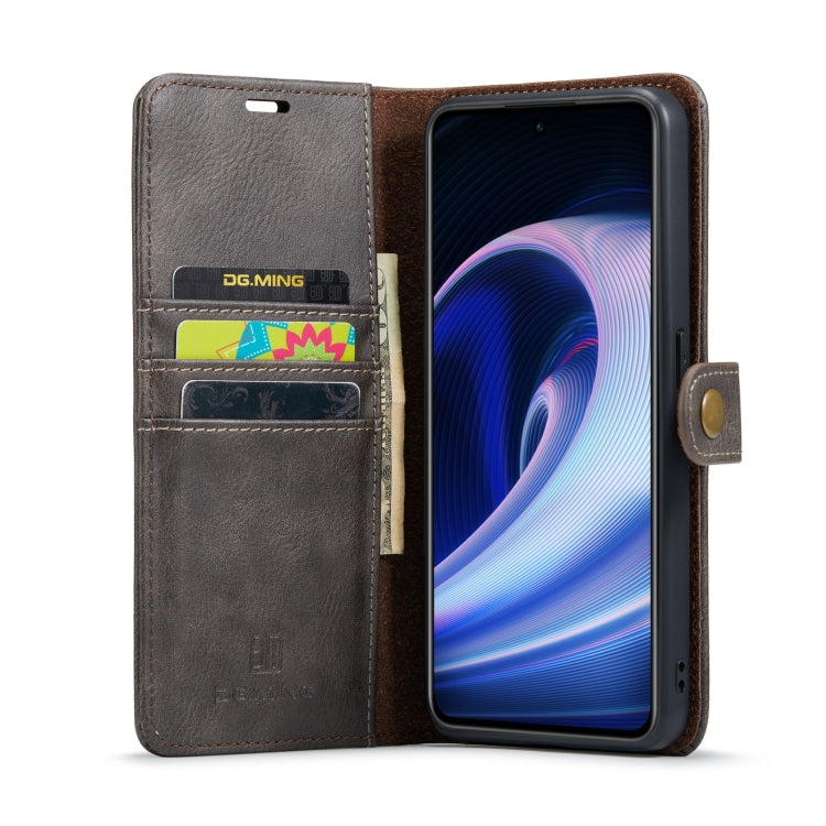 For OnePlus Ace & 10R DG.MING Crazy Horse Texture Detachable Magnetic Leather Phone Case