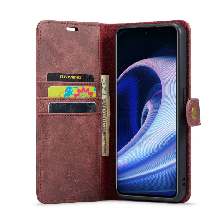 For OnePlus Ace & 10R DG.MING Crazy Horse Texture Detachable Magnetic Leather Phone Case