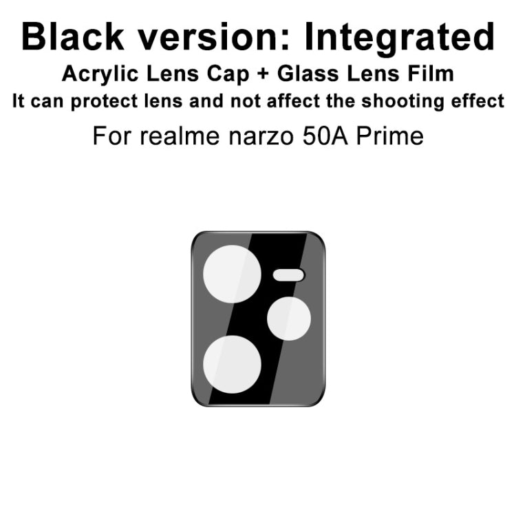 For OPPO Realme Narzo 50A Prime imak Integrated Rear Camera Lens Tempered Glass Film with Lens Cap Black Version