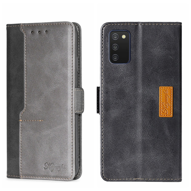 For Samsung Galaxy A03s 164.2mm Contrast Color Side Buckle Leather Phone Case