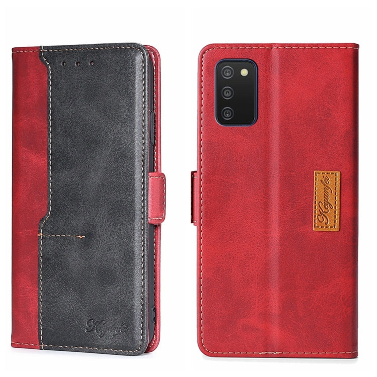 For Samsung Galaxy A03s 164.2mm Contrast Color Side Buckle Leather Phone Case